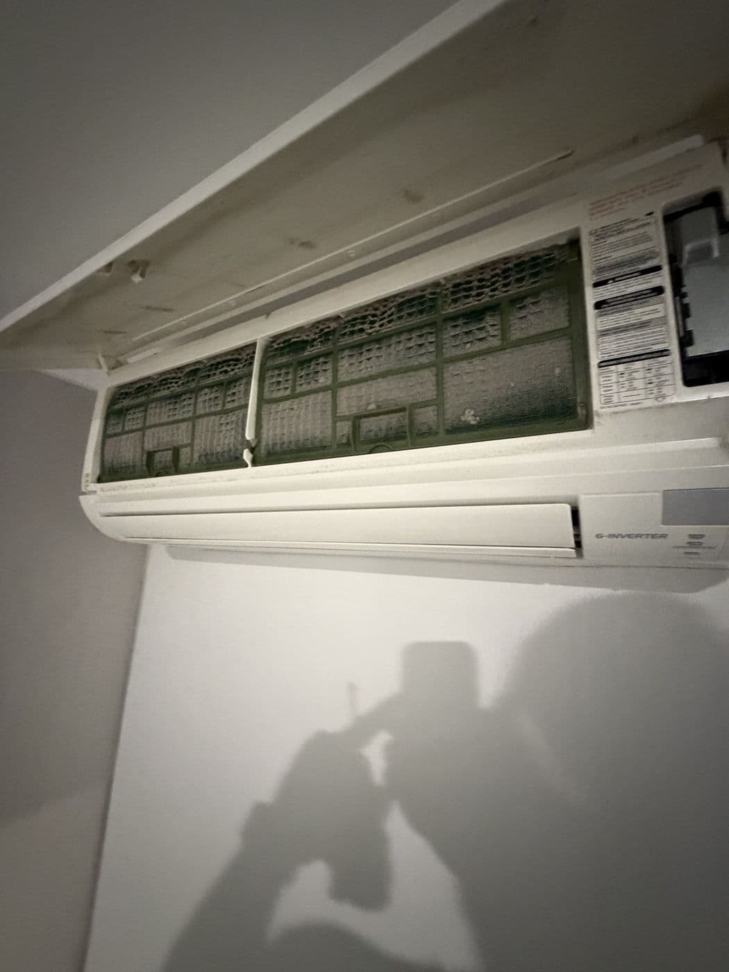 Split system indoor unit installed on a timber wall
